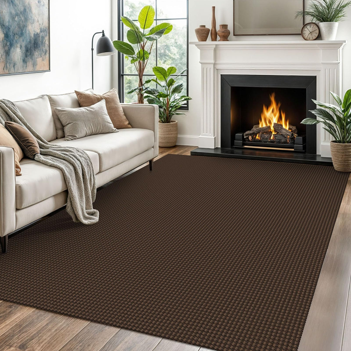 EARTHALL Woven Area Rug 3x5 Ft Washable Rugs for Entryway Braided Non Slip Rubber Backed Throw Rugs Door Mat Indoor Outdoor Entrance Cotton Carpet for Kitchen Foyer Front Door, Orange/Tan/Brown