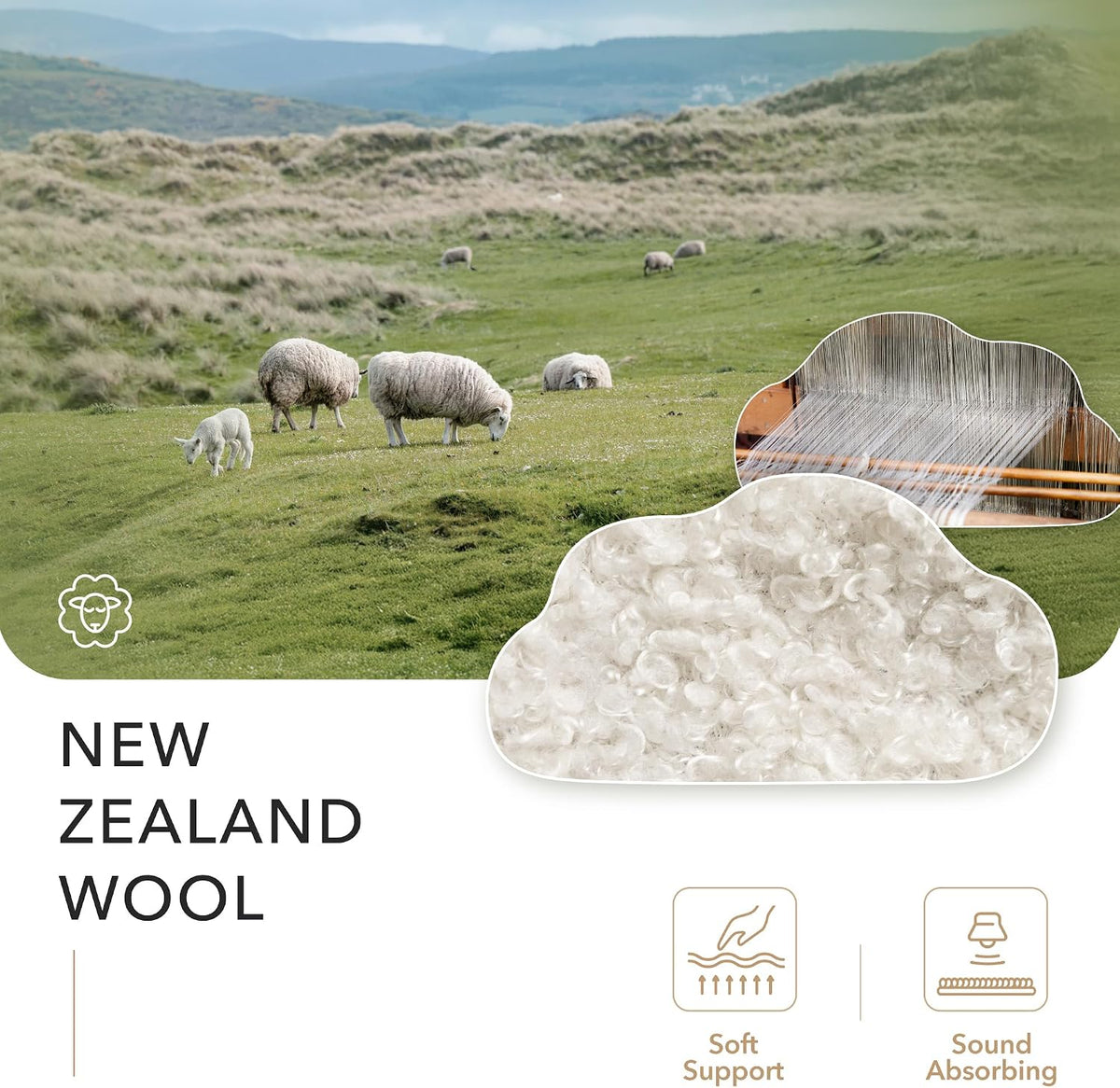 GoDear Design 5' x 8' Wool Area Rug, Premium New Zealand Wool Blend, Loop-Pile Tufting, Medium Pile Height, Ideal for High-Traffic Areas, Living Room & Bedroom, Safe for Pets and Children, Liquidsand