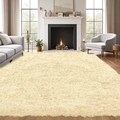 8x10 Area Rug for Living Room,Black Fluffy Shag Non-Slip Bedroom Rugs