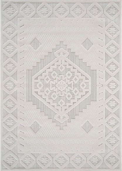 Luul Home Modern Micro Loop Indoor Area Rugs for Living Room Bedroom Kitchen Geometric Trellis White 8x10 Luxury Durable Low and High Pile Non-Shedding Stain Resistant Soft Area Carpet 8 x 10