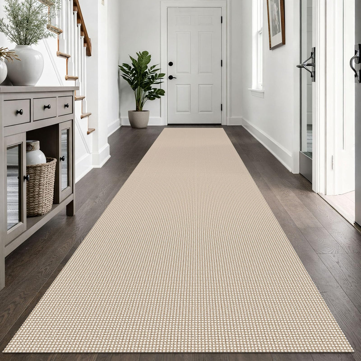 IOHOUZE Small Area Rug 2x3 Washable Woven Rugs for Entryway Non Slip Rubber Backed Front Door Rugs Indoor Doormat Throw Rug Floor Carpet for Entrance Kitchen, Cream/Beige