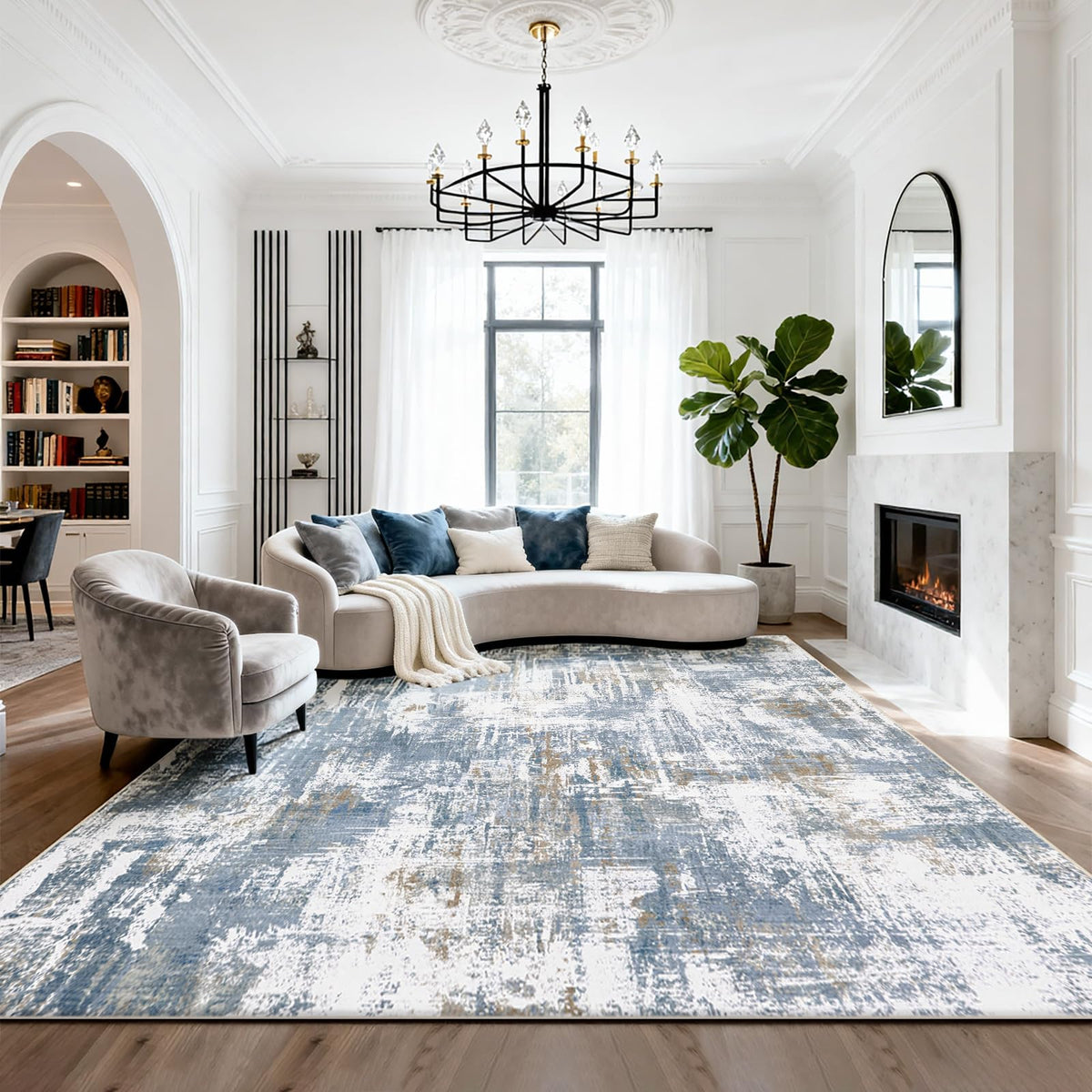 Washable Rugs 8x10 Area Rug for Living Room,Bedroom,Dining Room-Beige Green