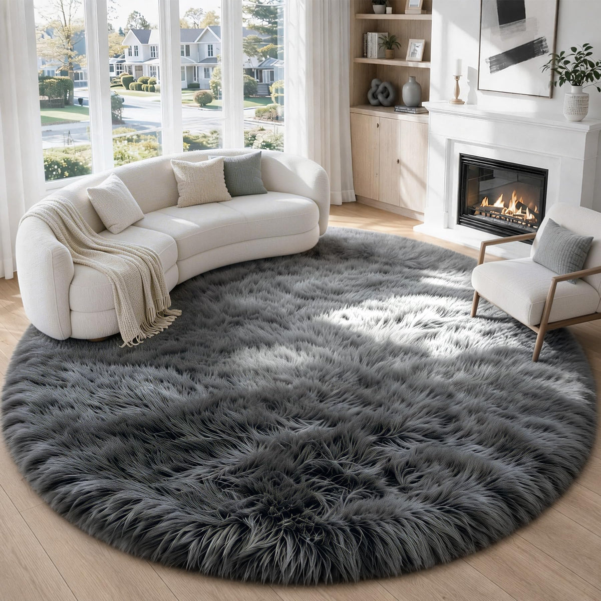 MXSANYOO 8x10 Area Rugs Fluffy Shag Rug for Living Room Bedroom Camel