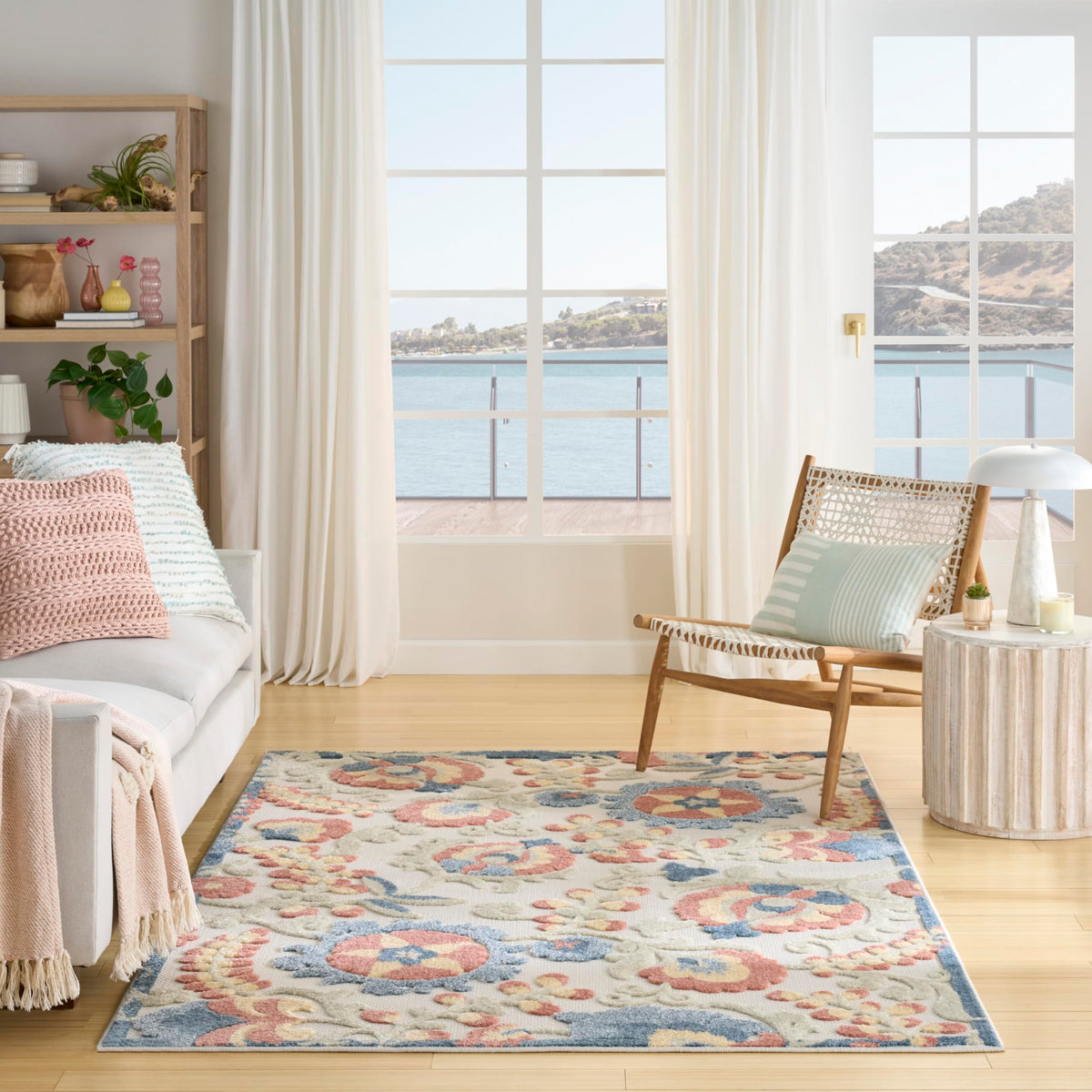 Nourison Home Aloha Natural Blue 2'3" x 10' Area Rug - Easy Clean, Non Shedding, Bed Room, Living Room, Dining Room, Kitchen (10' Runner)