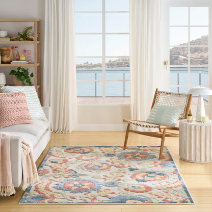 Nourison Home Aloha Natural Blue 2'3" x 10' Area Rug - Easy Clean, Non Shedding, Bed Room, Living Room, Dining Room, Kitchen (10' Runner)