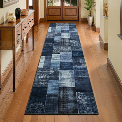 DweIke Washable Area Rugs 5x7 for Living Room, Modern Geometric Green Soft Patchwork Carpet, Non-Slip Stain Resistant Throw Rug for Bedroom Dining Room Office Home Decor