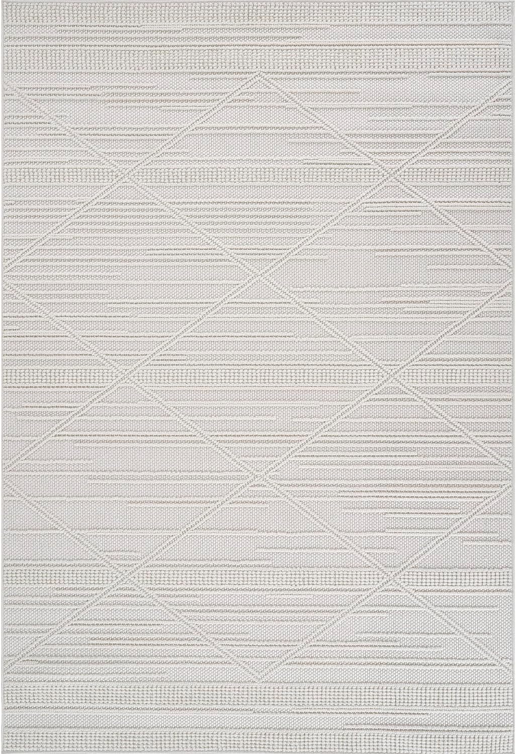 CAMILSON Micro Loop Rug 9x12 Modern Luxury Geometric Arch Large Area Rugs Soft High and Low Pile Stain Resistant Easy-Cleaning Non-Shedding for Living Room Office Indoor Carpet (9 x 12 / White)