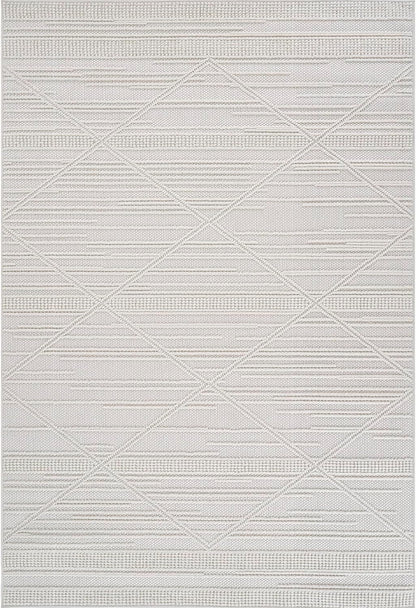 CAMILSON Micro Loop Rug 9x12 Modern Luxury Geometric Arch Large Area Rugs Soft High and Low Pile Stain Resistant Easy-Cleaning Non-Shedding for Living Room Office Indoor Carpet (9 x 12 / White)