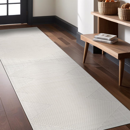 Luul Home Micro Loop Indoor Rug White 9x12 Boho Geometric Neutral Area Rugs for Living Room Soft Luxury Modern Low and High Pile Durable Stain Resistant Non-Shedding Indoor Area Carpet 9 x 12