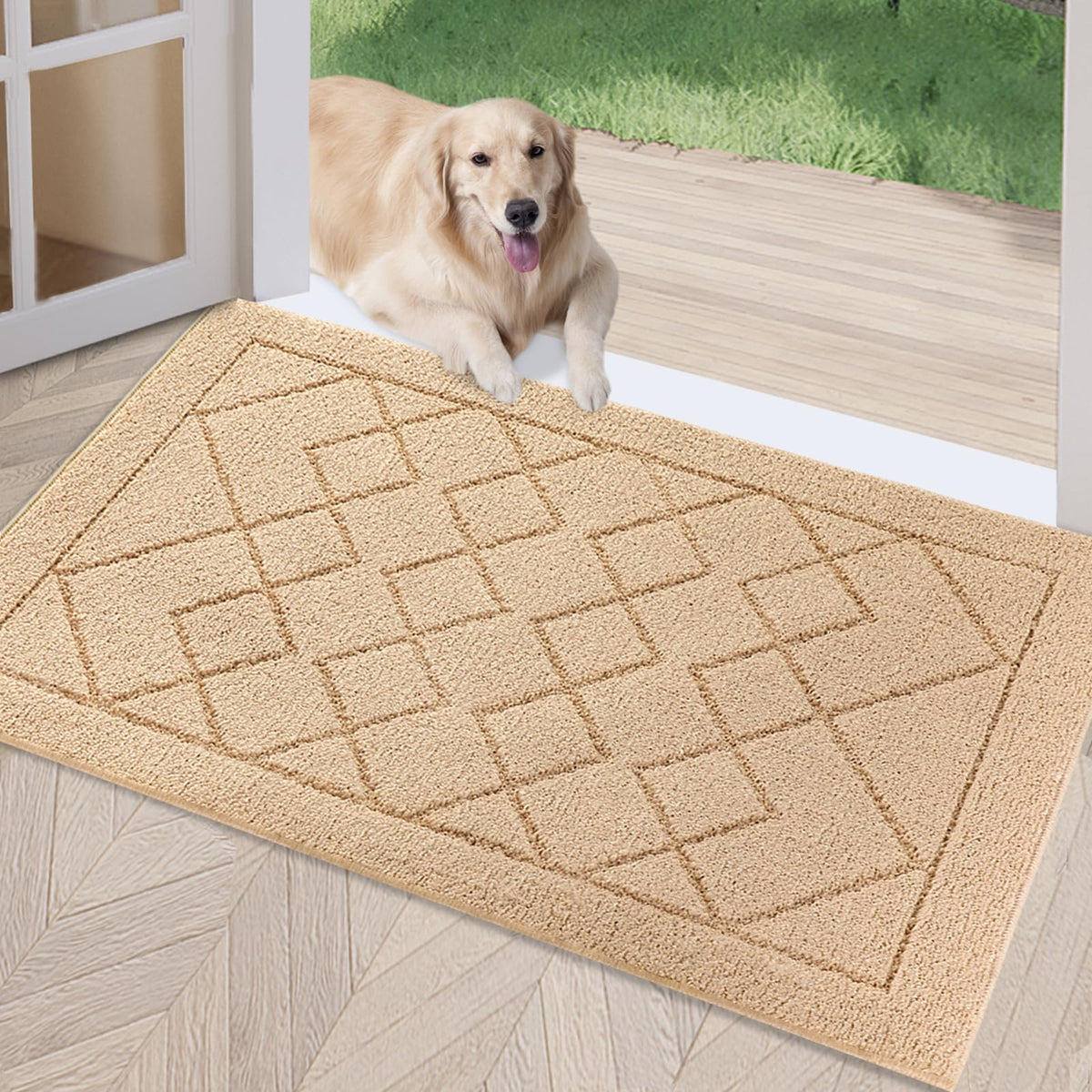 REFETONE Indoor Doormat 32" x 40", Low-Profile Front Door Mat, Dark Gray