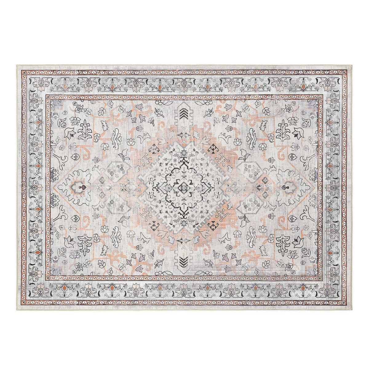 HOOBRO 2 x 3 Area Rugs Washable, Small Rugs for Entryway Kitchen Bathroom Mat Indoor Low Pile Soft Rug, Non-Slip Backing Stain Resistant Carpets, Pet Friendly Machine Washable, Vintage Beige EF01AR01