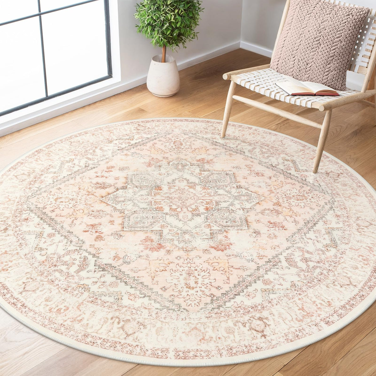 LIVEBOX Sage Washable Vintage Area Rug 3x5 Non-Slip