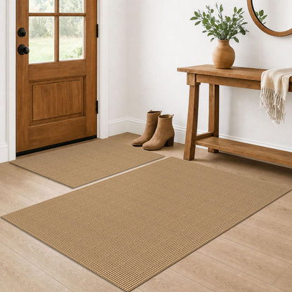 EARTHALL Woven Area Rug 3x5 Ft Washable Rugs for Entryway Braided Non Slip Rubber Backed Throw Rugs Door Mat Indoor Outdoor Entrance Cotton Carpet for Kitchen Foyer Front Door, Orange/Tan/Brown