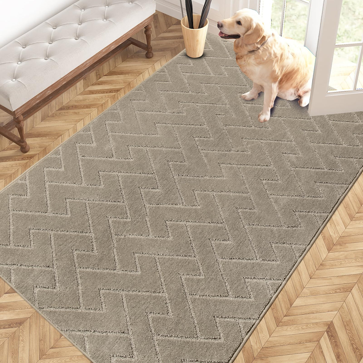 PURRUGS Dirt Trapping Door Mat Indoor Entrance, 32" x 47", Taupe
