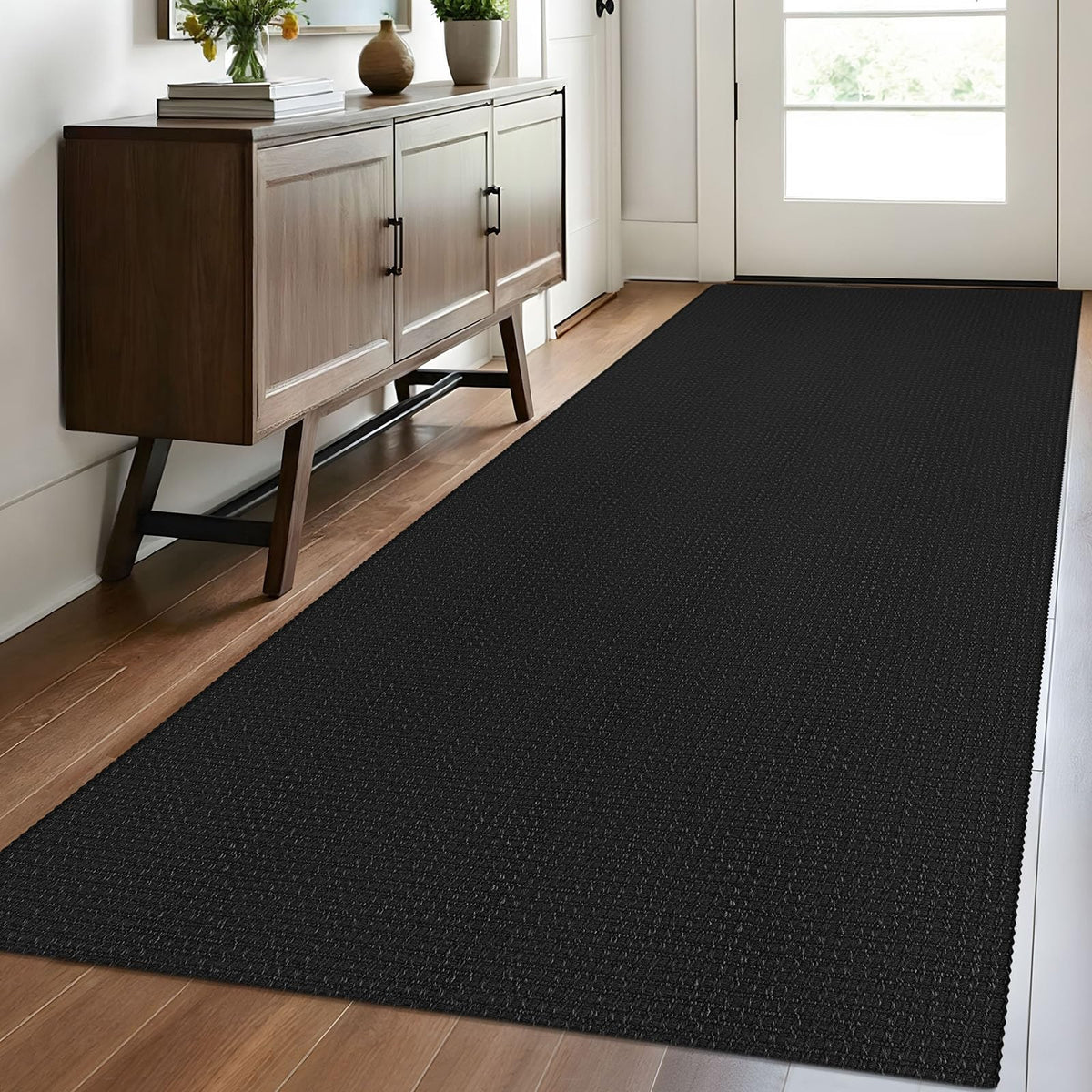 EARTHALL Woven Area Rug 3x5 Ft Washable Rugs for Entryway Braided Non Slip Rubber Backed Throw Rugs Door Mat Indoor Outdoor Entrance Cotton Carpet for Kitchen Foyer Front Door, Orange/Tan/Brown