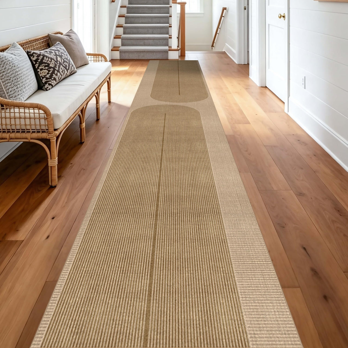 Easy Jute Rug for Pet Homes: 4x6 Outdoor Rug - Geometric Arch Pattern