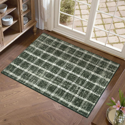 ROYHOME 6x9 Area Rug for Living Room Washable Khaki Brown Checkered Rugs