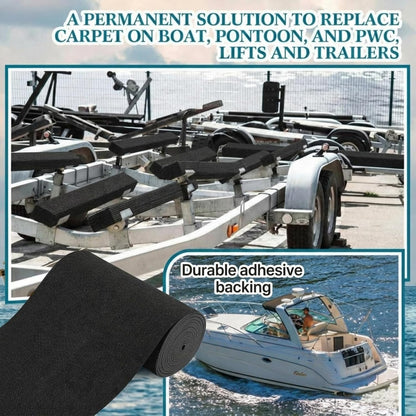 16 in x 20 ft Self Adhesive Marine Carpet, Boat Trailer Bunk Carpet with Soft Cut Pile 0.14" Thick Waterproof Boat Non Slide Carpets Roll for Indoor, Outdoor, Home, Patio, Porch, Deck(Black)
