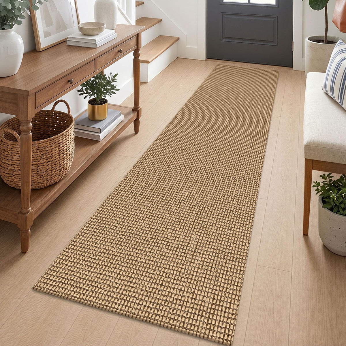 IOHOUZE Washable Area Rug 3x5 Non Slip Rubber Backed Woven Rugs for Entryway Rugs Indoor Outdoor Doormat Throw Rug Floor Carpet for Entrance Kitchen Front Door, Olive Green/Earthy Green