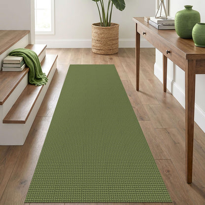 IOHOUZE Washable Area Rug 3x5 Non Slip Rubber Backed Woven Rugs for Entryway Rugs Indoor Outdoor Doormat Throw Rug Floor Carpet for Entrance Kitchen Front Door, Olive Green/Earthy Green