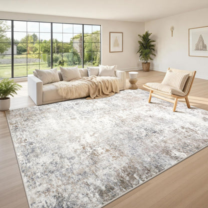 Washable Rugs 8x10 Area Rug for Living Room,Bedroom,Dining Room-Beige Green