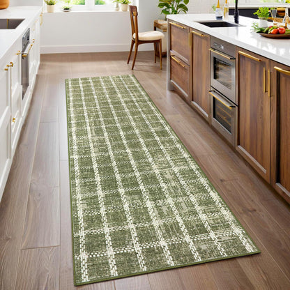 ROYHOME 6x9 Area Rug for Living Room Washable Khaki Brown Checkered Rugs