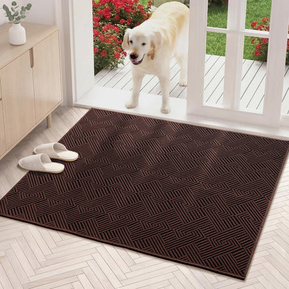 YIHOUSE Dirt Trapper Door Mat 32" x 47", Non-Slip Washable Entrance Mat, Dirt Resistant and Absorbent Welcome Mat, Low Profile Floor Mat for Front/Back Door, Entryway, Red