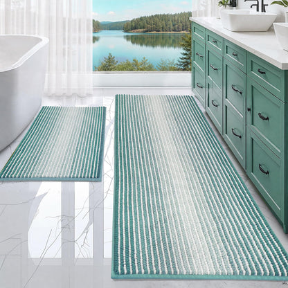 BSICPRO Bathroom Rugs Sets 2 Piece, Modern Bath Mat 20"x47"+20"x32", Blue