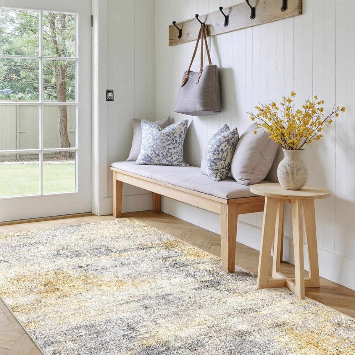 2'6"x8 Runner Rug Washable Moroccan: Non Slip Kitchen Long Floor Mat Gray