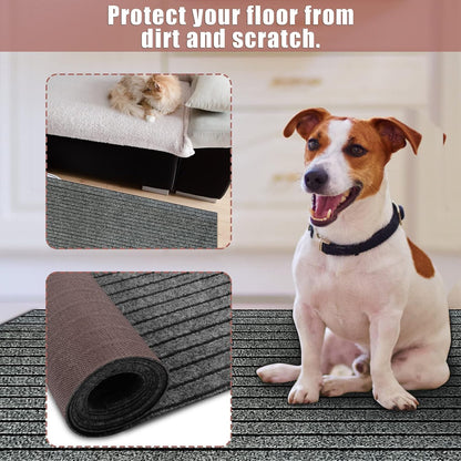 Runner Rug 2 ft x 6 ft Indoor/Outdoor Low Profile, Hallway, Kitchen, Patio, Deck Area, RV, Entryway, Garage, with Non-Slip Rubber Backing, Gray with Black Stripe, Custom