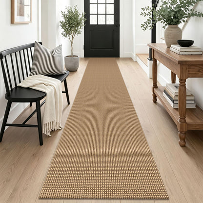 EARTHALL Woven Area Rug 3x5 Ft Washable Rugs for Entryway Braided Non Slip Rubber Backed Throw Rugs Door Mat Indoor Outdoor Entrance Cotton Carpet for Kitchen Foyer Front Door, Orange/Tan/Brown