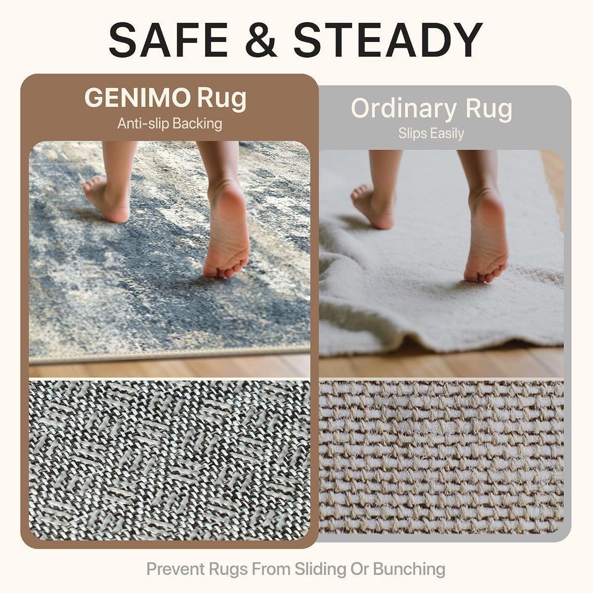 GENIMO 9x12 Area Rug Washable Non Slip for Living Room, Navy Blue Gray