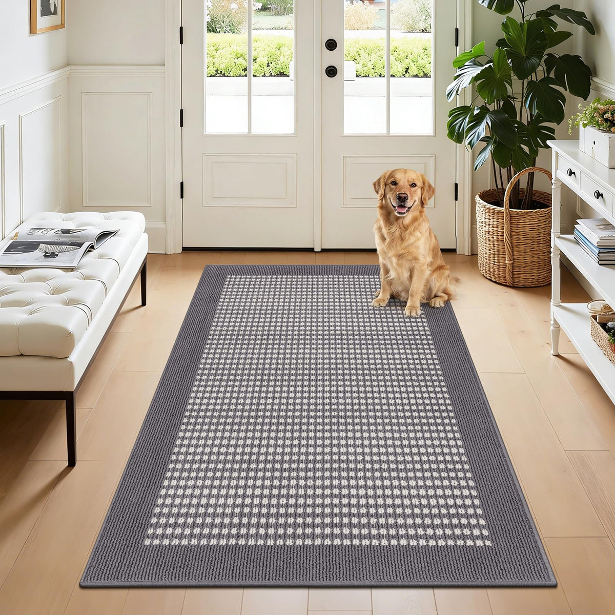 Ileading Laundry Room Runner Rug 2'x6' Non Slip Farmhouse Kitchen Floor Mats with Rubber Backing Machine Washable Beige Indoor Decor Carpet for Doormat Hallway Entryway Petmat Garage Balcony