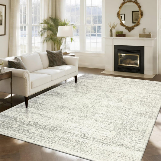 Washable Rugs 8x10 Area Rug for Living Room,Bedroom,Dining Room-Beige Green