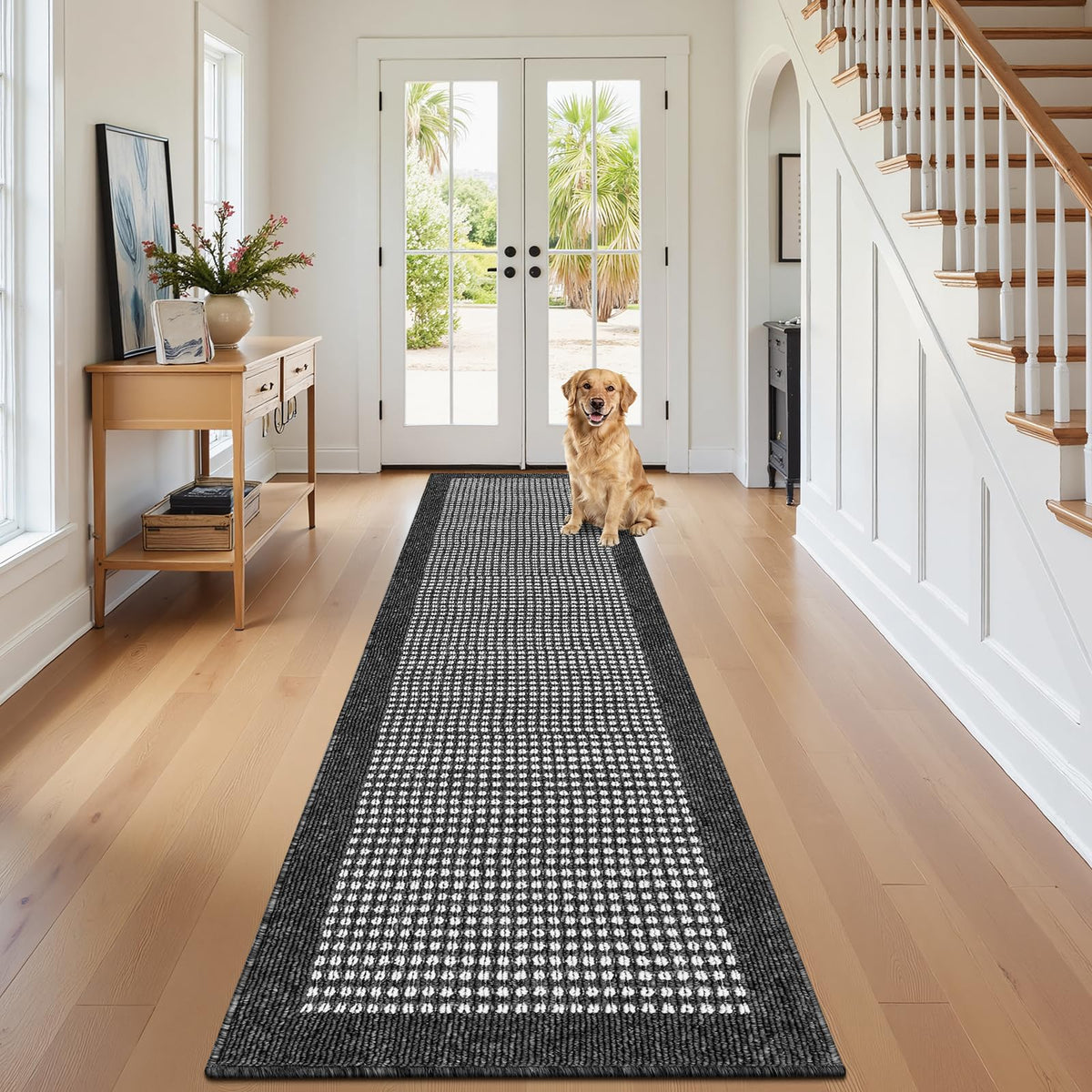 Ileading Laundry Room Runner Rug 2'x6' Non Slip Farmhouse Kitchen Floor Mats with Rubber Backing Machine Washable Beige Indoor Decor Carpet for Doormat Hallway Entryway Petmat Garage Balcony