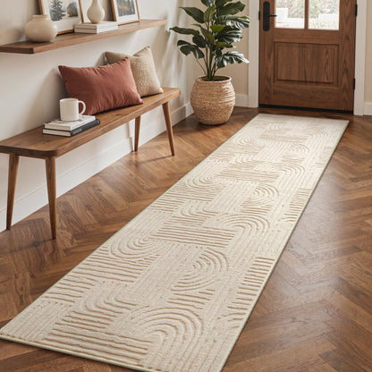 GENIMO Beige Rug 5x7 Washable Area Rugs for Living Room, Soft High Low Pile