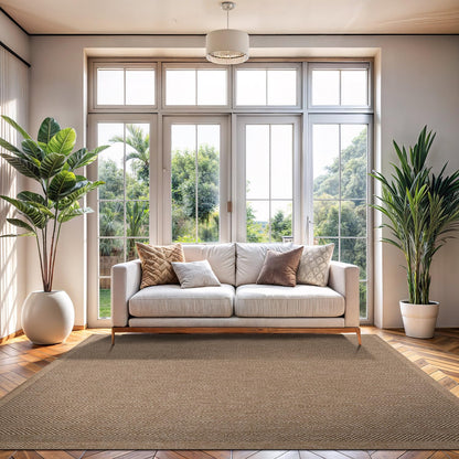 CAMILSON Easy Jute Rug 10x14, Indoor Outdoor Natural Color Fiber Area Rugs for Living Room Patio and Kitchen Rug, Sisal Boho Woven Design, Easy-Cleaning, Washable Outside Carpet Alfombras (10 x 14)