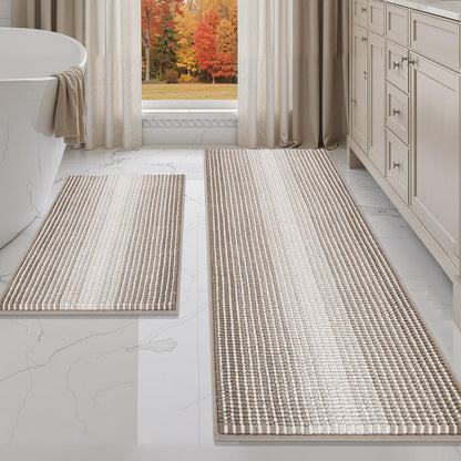 BSICPRO Bathroom Rugs Sets 2 Piece, Modern Bath Mat 20"x47"+20"x32", Blue