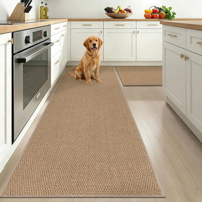 HEBE Kitchen Rugs Set of 2, Non Slip Washable Kitchen Mats for Floor