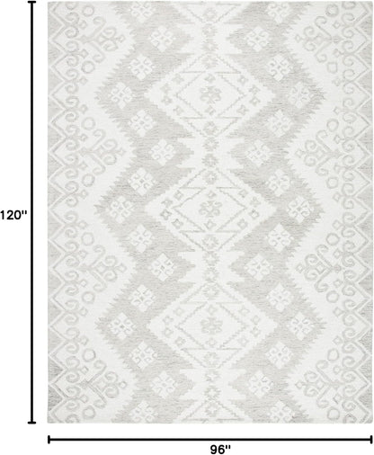 SAFAVIEH Area Rug 8x10 - Micro-Loop Collection - Large - Ivory & Beige, Handmade Wool, Ideal for Living Room, Bedroom, Office, Dining Space (MLP952A)