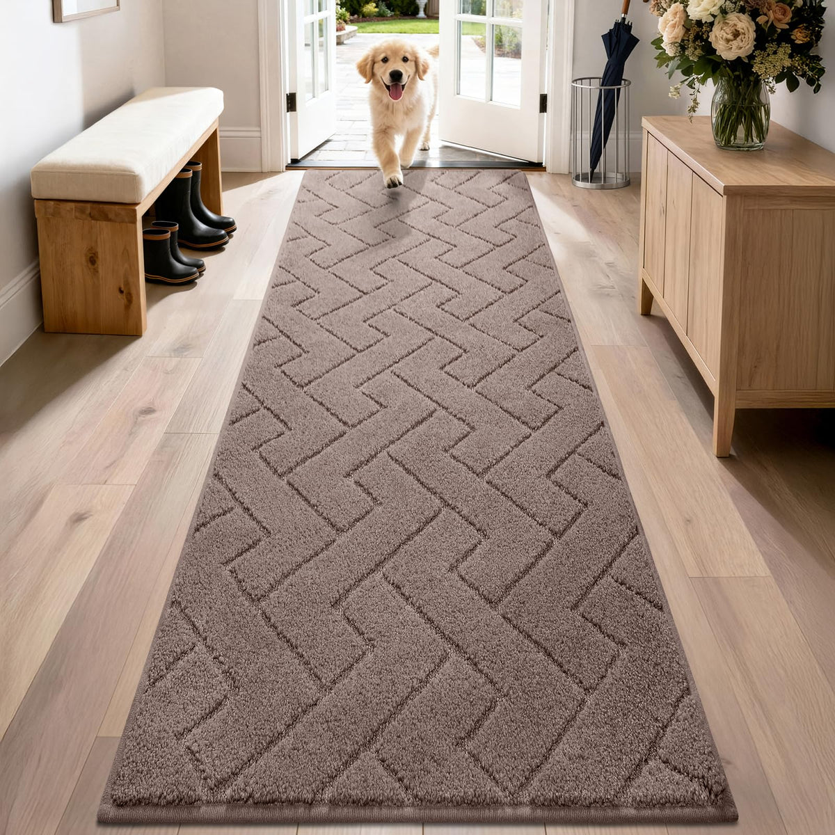 PURRUGS Dirt Trapping Door Mat Indoor Entrance, 32" x 47", Taupe