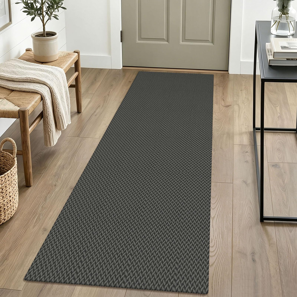 IOHOUZE Washable Area Rug 3x5 Non Slip Rubber Backed Woven Rugs for Entryway Rugs Indoor Outdoor Doormat Throw Rug Floor Carpet for Entrance Kitchen Front Door, Olive Green/Earthy Green