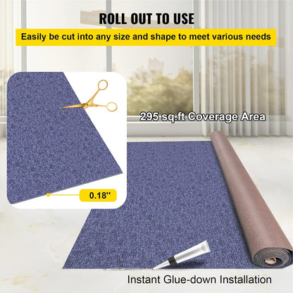 Happybuy 6 ft x 49 ft Deep Blue Marine Carpet for Boats Waterproof - 0.18" Thick Indoor Outdoor Rug Carpet Roll for Home Patio Porch Deck