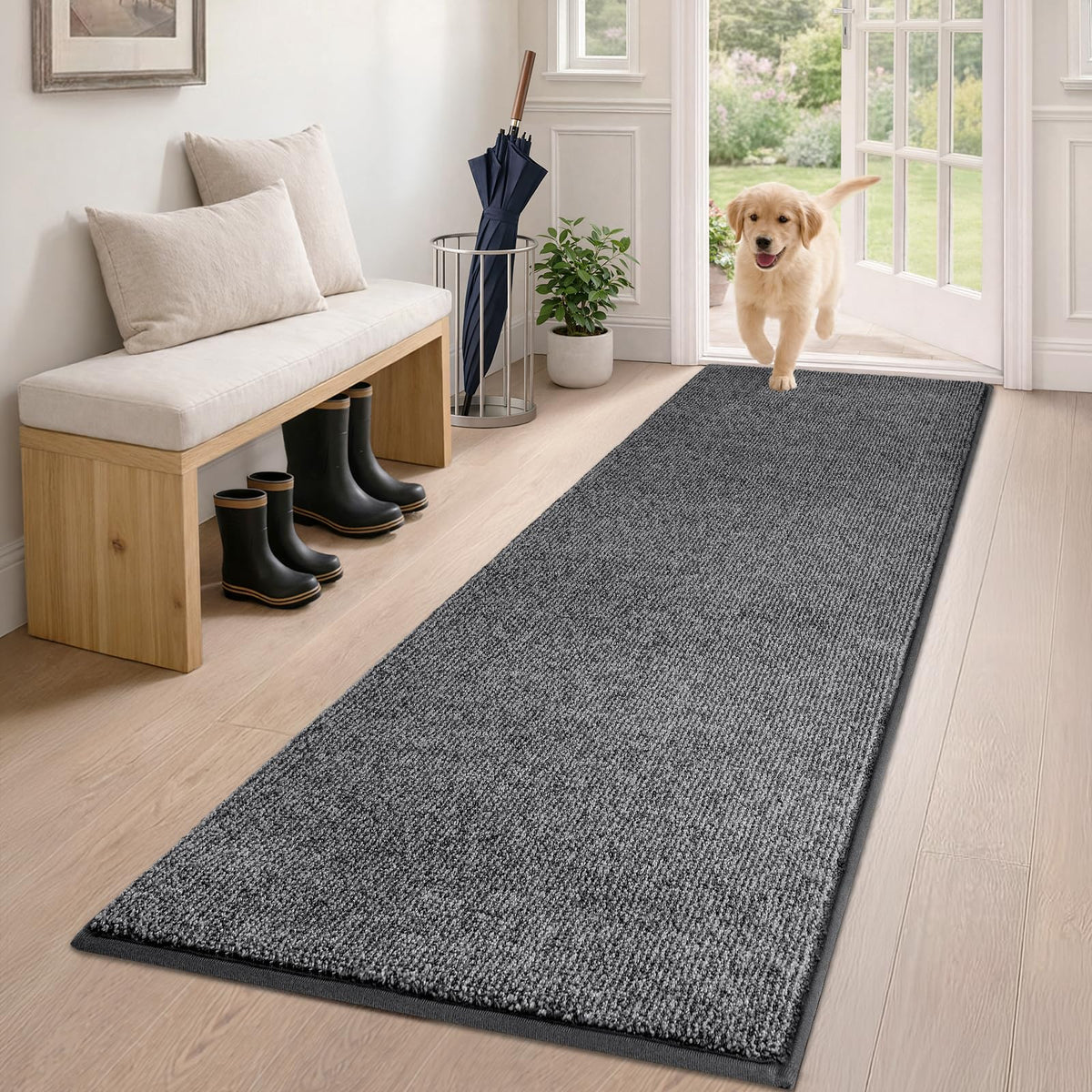 PURRUGS Dirt Trapping Indoor Door Mat, 20" x 31.5", Heathered Charcoal