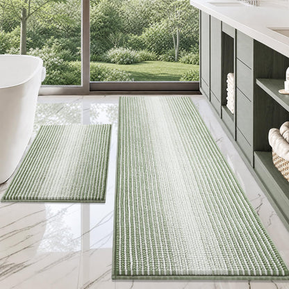 BSICPRO Bathroom Rugs Sets 2 Piece, Modern Bath Mat 20"x47"+20"x32", Blue
