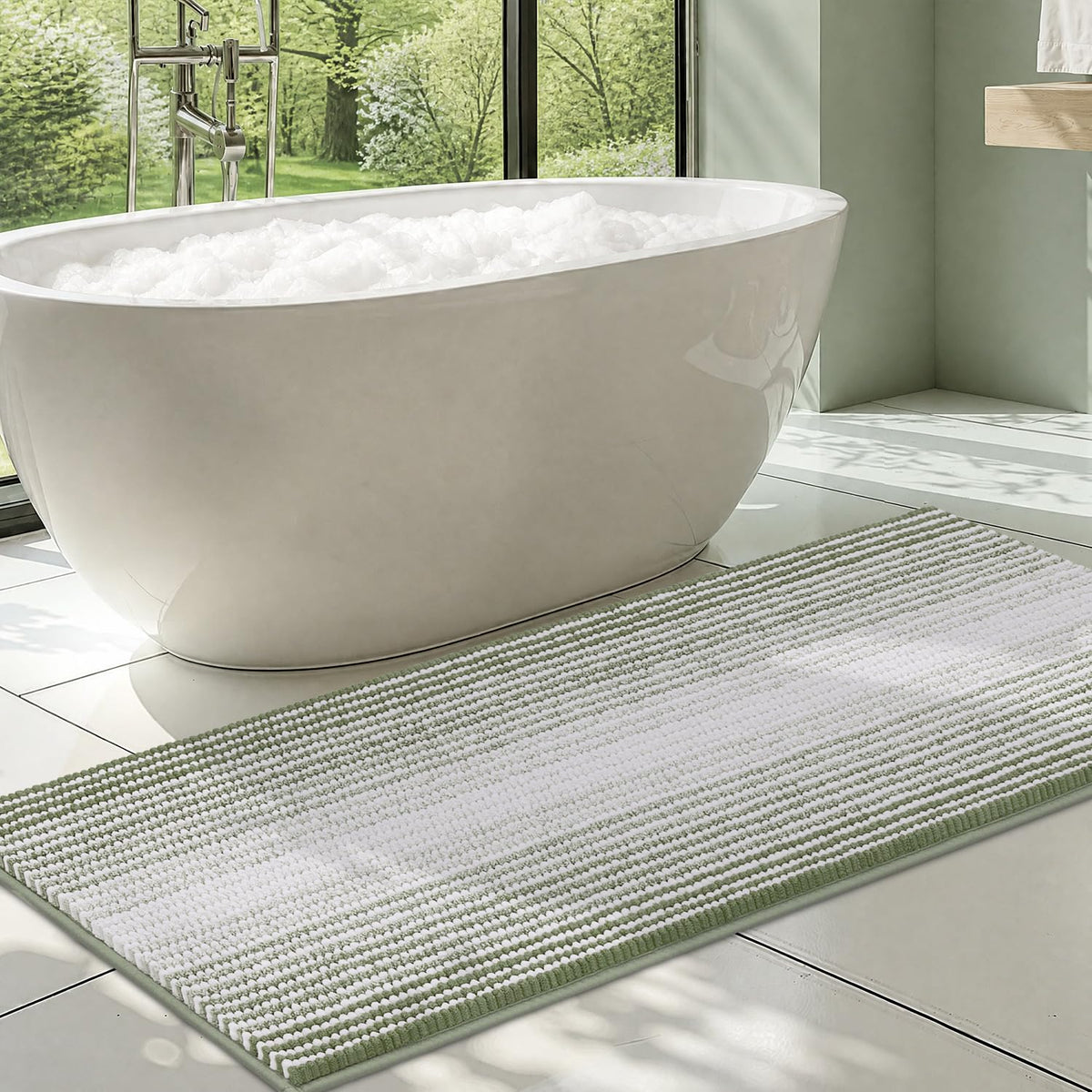 BSICPRO Bathroom Rugs Sets 2 Piece, Modern Bath Mat 20"x47"+20"x32", Blue