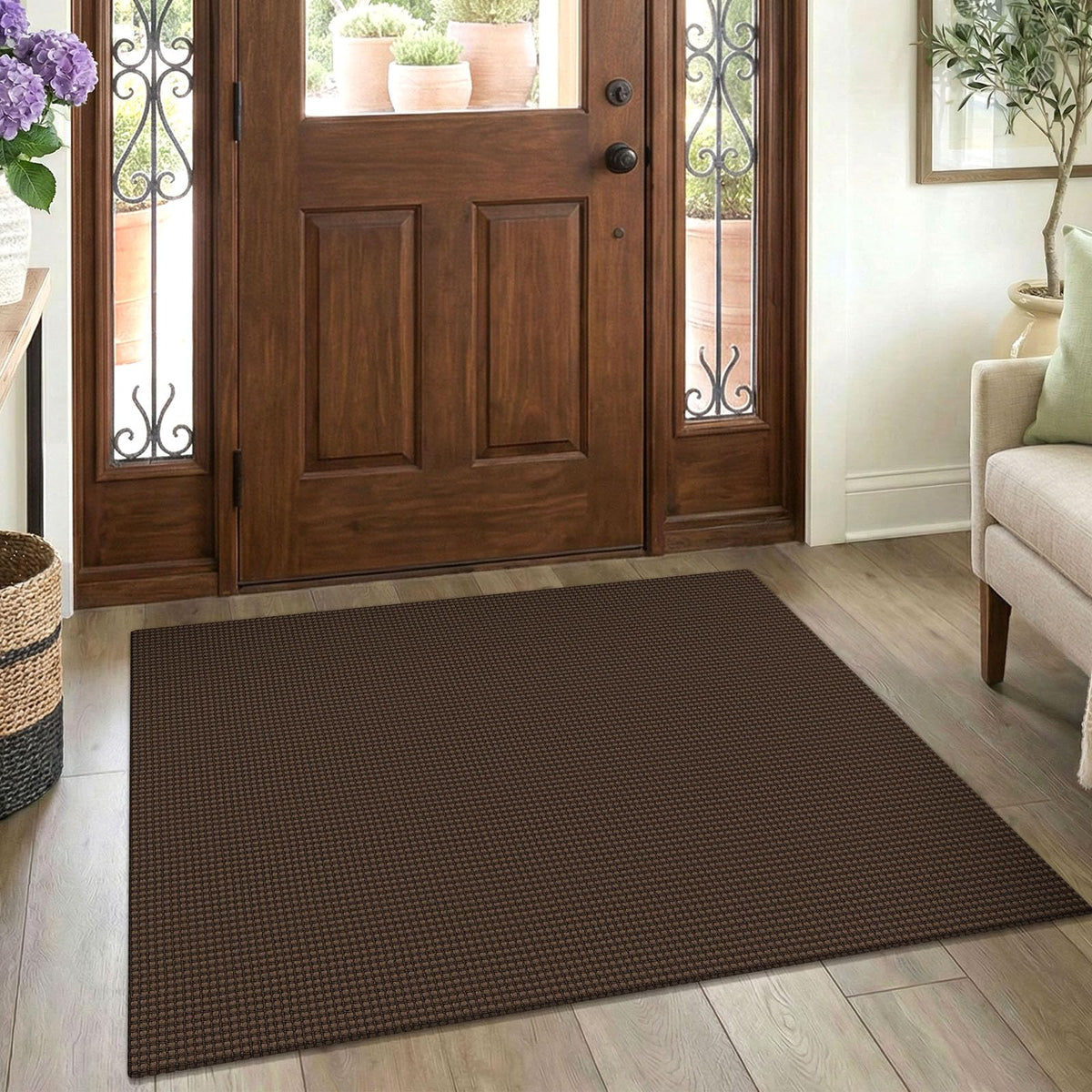 EARTHALL Woven Area Rug 3x5 Ft Washable Rugs for Entryway Braided Non Slip Rubber Backed Throw Rugs Door Mat Indoor Outdoor Entrance Cotton Carpet for Kitchen Foyer Front Door, Orange/Tan/Brown