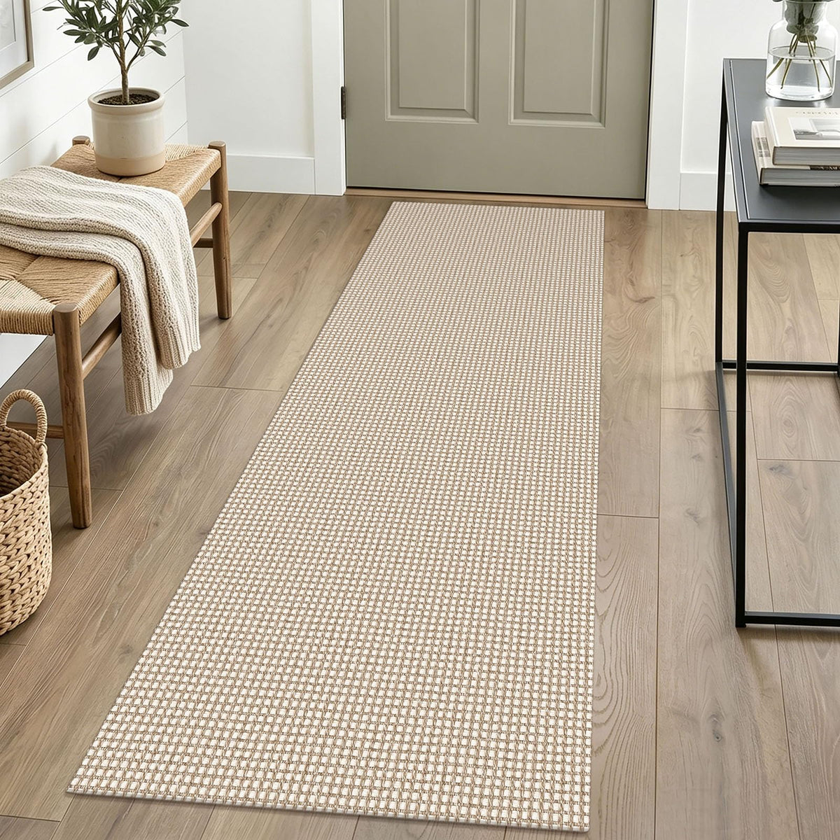IOHOUZE Small Area Rug 2x3 Washable Woven Rugs for Entryway Non Slip Rubber Backed Front Door Rugs Indoor Doormat Throw Rug Floor Carpet for Entrance Kitchen, Cream/Beige