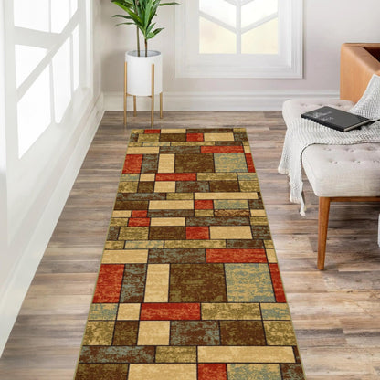 Kapaqua Custom Size Grey Ivory Bordered Rubber Backed Non-Slip Hallway Stair Runner Rug Carpet 31 inch Wide Choose Your Length 31in X 11ft