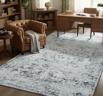 Washable 6x9 Area Rug for Living Room, Non-Slip Large Grey Bedroom Rugs